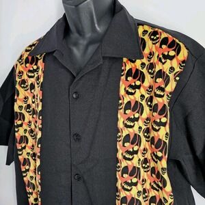 Vintage Sinister Clothing Button up Short Sleeve Shirt Size XL With Skulls